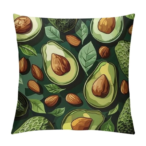 Throw Pillow Covers Avocado Cartoon Pattern Print Pillow Covers Decorative Square Pillowcases Soft Cozy Cushion Cases for Couch Sofa Bed Bedroom Living Room