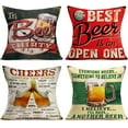 thumbnail image 1 of Throw Pillow Covers Beer Classical Quote Lettering Series Throw Pillows Cases 18 x 18 Inch Set of 4 Cotton Linen Vintage Rustic Icons Decorative Pillow Covers Cushion Case for Home Sofa (Beer Set), 1 of 6