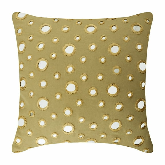 Throw Pillow Covers, Beige Throw Pillows For Couch 16x16 inch (40x40 cm), Cotton Decorative Pillow Covers, Circles & Dots, Mirror Embroidery, Contemporary Cushion Cover - Reflections