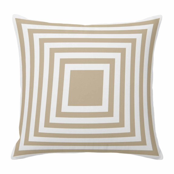 Throw Pillow Covers, Beige White Geometric Decorative Throw Pillow Covers 20x20 Inch, Square Minimalist Modern Square Linen Pillow Cases for Couch/Living Room/Sofa