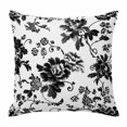 thumbnail image 1 of Throw Pillow Covers, Black Floral 26x26 Pillow Covers for Couch/Sofa/Bed, Country Retro Flowers Botanical Retro Art Decorative Square Linen Cushion Pillowcase for Home Decor, 1 of 9