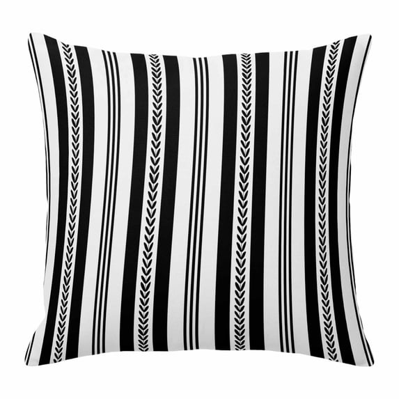Throw Pillow Covers, Black Line Striped 16x16 Pillow Covers for Couch/Sofa/Bed, Farmhouse Modern Geometric Stripes Decorative Square Linen Cushion Pillowcase for Home Decor