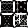 thumbnail image 1 of Throw Pillow Covers Black and White Pillow Cases Set of 4 Arrow Stripe 18x18 Decorative Square Zippered Cotton Linen Cushion Cover Room Sofa Decor, Black, 1 of 6
