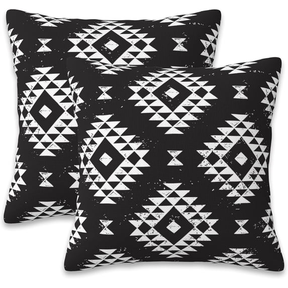 Throw Pillow Covers Black and White Pillow Covers 18x18 Inch Set of 2 Throw Pillows Decorative Pillow Cases Cushion Covers for Bedroom Livingroom Sofa Farm House