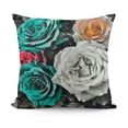 thumbnail image 1 of Throw Pillow Covers Black White Teal Gray Rose Flowers Pillow Covers Soft Cozy Pillowcase Farmhouse Decorative Square Cushion Cases for Couch Sofa Bed Living Room Home Decor, 1 of 5