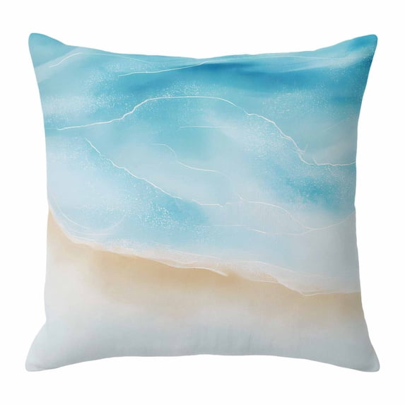 Throw Pillow Covers, Blue Coastal Decorative Throw Pillow Covers 20x20 Inch, Summer Beach Tropical Ocean Nautical Seaside Square Linen Pillow Cases for Couch/Living Room/Sofa