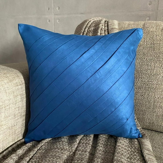 Throw Pillow Covers, Blue Cushion Cover, Contemporary Pillow Cover, Throw Pillow Cover 12x12 inch (30x30 cm), Faux Suede Square Cushion Cover, Textured Pintucks - Contemporary Blue