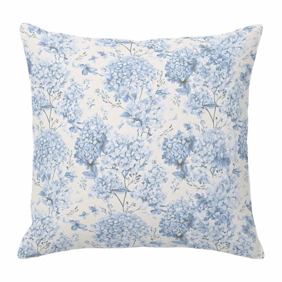 Throw Pillow Covers, Blue Floral 24x24 Pillow Covers for Couch/Sofa/Bed, Garden Petals Flower Botanical Tree Branch Decorative Square Linen Cushion Pillowcase for Home Decor