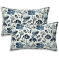 thumbnail image 1 of Throw Pillow Covers Blue Floral Pillow Covers 20x12 Inch Set of 2 Throw Pillows Decorative Pillow Cases Cushion Covers for Bedroom Livingroom Sofa Farm House, 1 of 6
