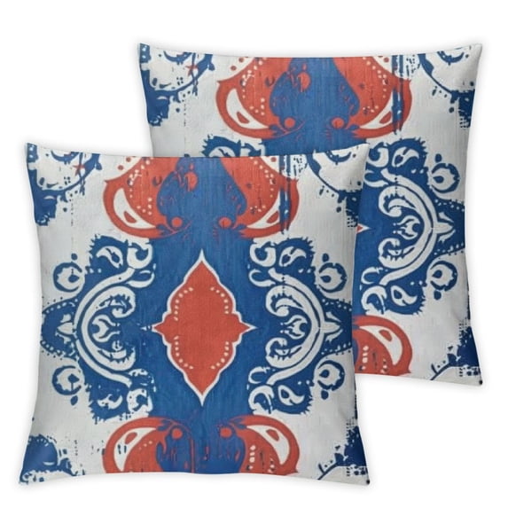 Throw Pillow Covers Blue and Orange Floral Pillow Covers Vintage Paisley Throw Pillows Decorative Pillow Cases Cushion Covers for Bedroom Livingroom Sofa Farm House