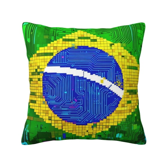 Throw Pillow Covers Brazilian Flag Print Home Decor Pillowcase Cushion Cover For Bed Sofa Living Room 18x18inch