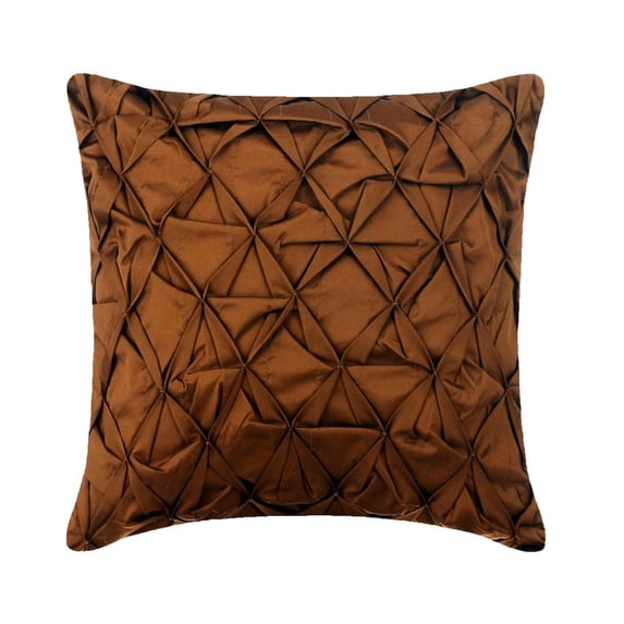 Throw Pillow Covers, Brown Designer Pillow Covers 16x16 inch (40x40 cm), Taffeta Pillow Covers For Couch, Solid Color, Pintucks, Textured, Diamonds, Rhombus - That Wood Be Lovely