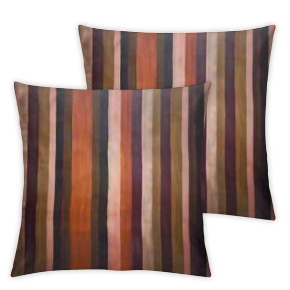 Throw Pillow Covers Brown Orange Copper and Pale Peach Abstract with Cool Glass and Vintage Stripe Design Decorative Polyester Pillow Cases Square Pillocases for Bed Sofa