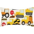 thumbnail image 1 of Throw Pillow Covers Cartoon Construction Crew Vehicles Truck Chevron Sign Equipment Cushion Pillow Case Home Decor Pillowcase 12x20 Inches, 1 of 6