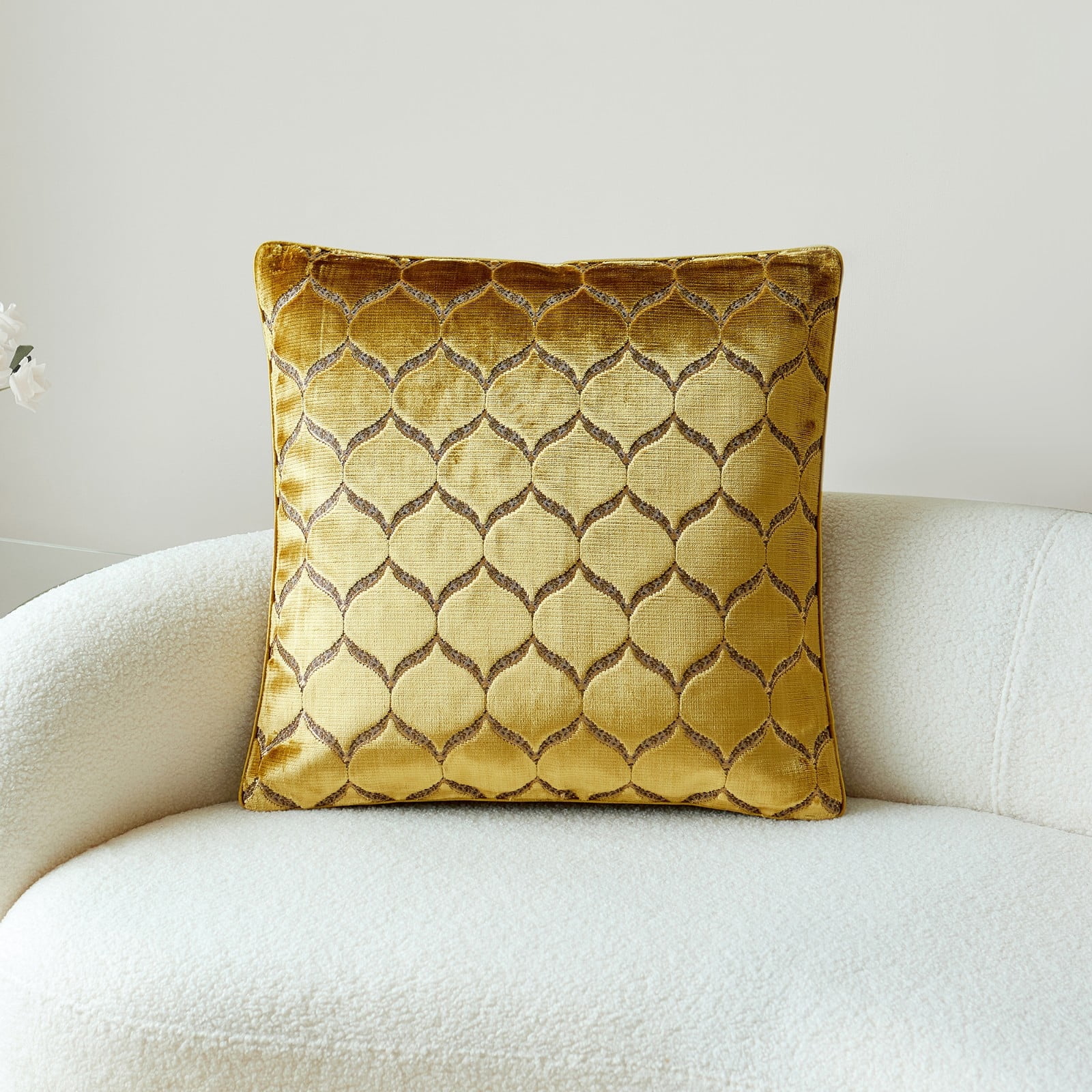 Throw Pillow Covers Cases Moorish Cut Velvet Design Pillow Cover Elegant Luxurious Gold Large Decorative Cushion Covers 24" x 24"