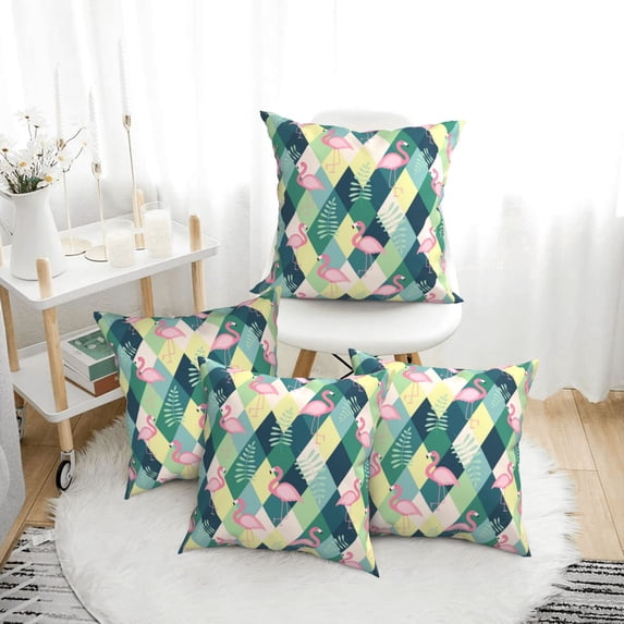 Throw Pillow Covers, Colorful Bird Leaves Soft Square Pillow Cases with Invisible Zipper for Couch Bed Sofa, Farmhouse Fall Home Decor 18"x18"