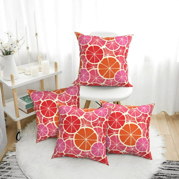 Throw Pillow Covers, Colorful Orange Soft Square Pillow Cases with Invisible Zipper for Couch Bed Sofa, Farmhouse Fall Home Decor