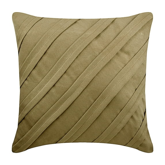 Throw Pillow Covers, Contemporary Dark Beige Pillow Cover, 24x24 inch (60x60 cm) Faux Suede Pillow Cover Couch, Textured Pintucks Solid Pillow, Beige Pillow - Contemporary Dark Beige