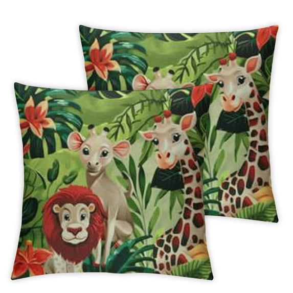Throw Pillow Covers, Couch Pillows Covers, Sofa Pillow Covers, Lion Zebra Monkey Giraffe Cartoon Animal, Pillow Covers Decorative, Throw Pillows Covers