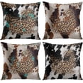 thumbnail image 1 of Throw Pillow Covers, Cowhide and Leopard Mix Print Home Decor Set of 4 Pillow Cases, 18 X 18 inches Sofa Cushion Couch Sofa Pillowcases Decorative, 1 of 1