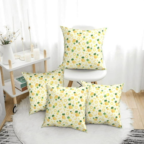 Throw Pillow Covers, Cute Citrus Color Pineapple Soft Square Pillow Cases with Invisible Zipper for Couch Bed Sofa, Farmhouse Fall Home Decor
