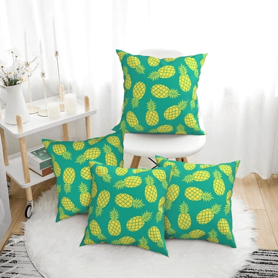 Throw Pillow Covers, Cute Pineapple Pine Green Soft Square Pillow Cases with Invisible Zipper for Couch Bed Sofa, Farmhouse Fall Home Decor 20"x20"