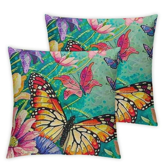 Throw Pillow Covers Decor Flower with Decorative Square Pillow Case Outdoor Cushion Cover for Home Sofa Couch (Floral-HD)