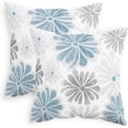 thumbnail image 1 of Throw Pillow Covers Decorative 20 X 20 Inches Pack of 2 Cozy Fleece Two-Tone Blooming Flowers Decorative Cushion Cases for Couch Bed Sofa Farmhouse Decoration Smoke Blue Grey, 1 of 6