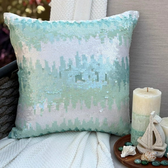Throw Pillow Covers, Decorative Aqua Blue Couch Pillow&nbsp;Cases 16x16 inch (40x40 cm), Silk Toss Pillow Covers, Ombre, Modern Designer Throw Pillow Covers - Frozen