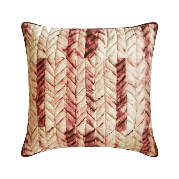 Throw Pillow Covers, Decorative Maroon 18"x18" (45x45 cm) Throw Pillow Covers, Velvet Chevron, Tie & Dye & Quilted Throw Pillows For Sofa, Geometric Pattern Modern - Chevron Wise