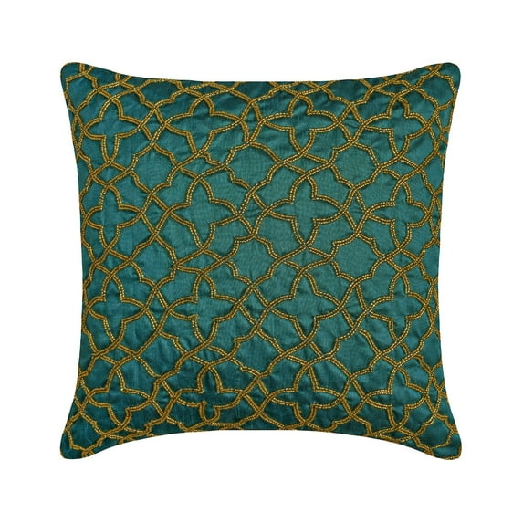 Throw Pillow Covers, Decorative Pillow Covers 20x20 inch (50x50 cm) Blue, Silk Throw Pillow Covers, Handmade Pillow Covers, Geometric Throw Pillow Covers, Modern Throw - Teal Geometry