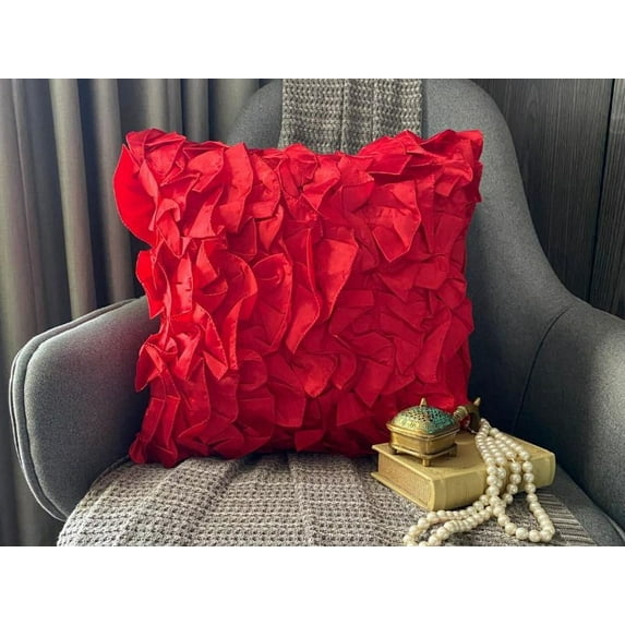 Throw Pillow Covers, Decorative Red Pillow Covers 16x16 inch (40x40 cm), Satin Throw Pillows For Couch, Solid Color, Modern Zippered Throw Pillow Covers - Vintage Reds