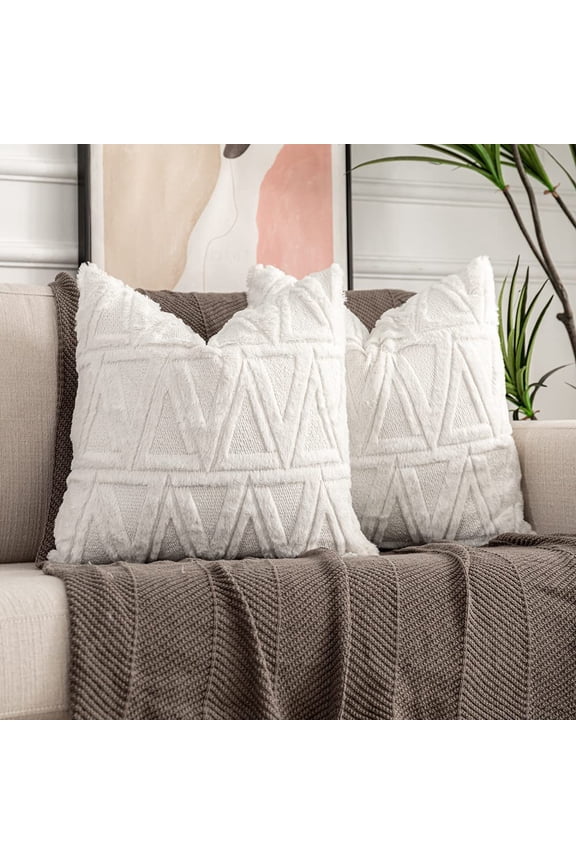 Throw Pillow Covers Decorative Soft Velvet Farmhouse Boho Pillow Covers for Couch Bed Bedroom Living Room (18"x18")