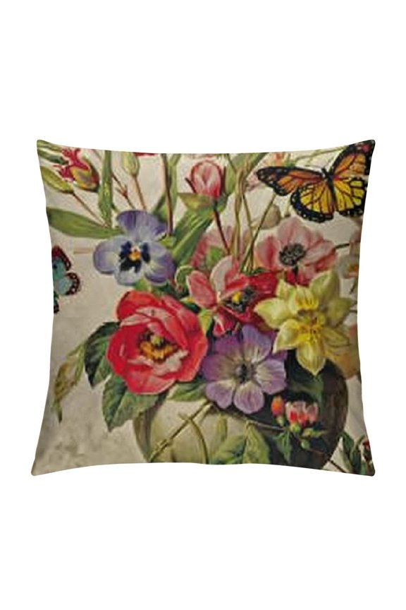 Throw Pillow Covers Decorative Spring Pillow Covers Flower Butterfly Farmhouse Pillowcases for Sofa Couch Living Room Outdoor