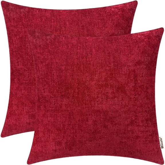 Throw Pillow Covers - Deep Red Pillow Covers Pack of 2, Dyed Soft Pillow Cases for Couch Sofa Bed Home Decoration