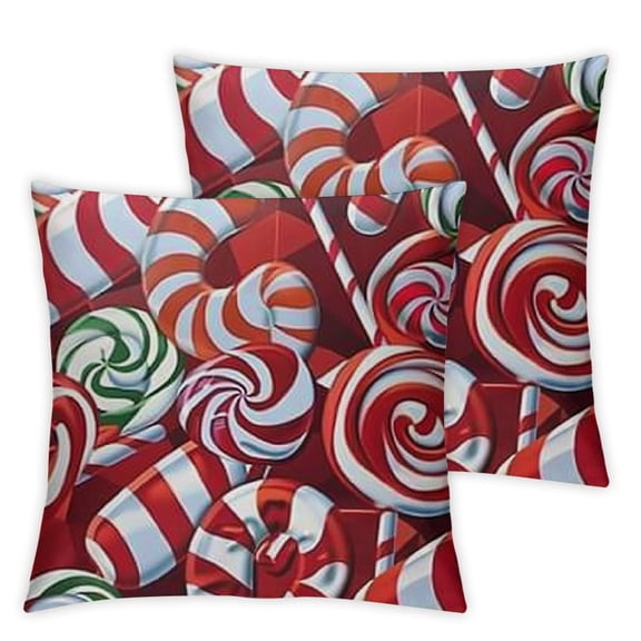 Throw Pillow Covers with Different Red and White Candies Font Candy Christmas Xmas ABC Alphabet Cane Home Decor Pillowcases Square Pillow Cases Cushion Covers for Sofa Bed