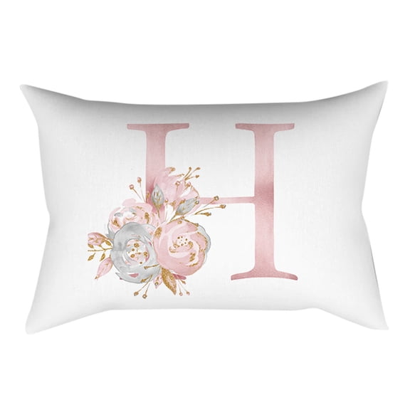 Throw Pillow Covers,English Letters Floral Pillow Covers,Alphabet Decorative Pillow Cases ABC Letter Flowers Cushion Covers,Square Pillow Protectors for Sofa Couch Bedroom Car Chair Home Decor