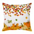 thumbnail image 1 of Throw Pillow Covers, Fall Pumpkins Decorative Throw Pillow Covers 20x20 Inch, Thanksgiving Red Orange Maple Leaves Branch Square Linen Pillow Cases for Couch/Living Room/Sofa, 1 of 9