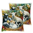 thumbnail image 1 of Throw Pillow Covers Farm Animals Donkey Chiken Goat Dog Duck Square Pillowcase for Home Decor Sofa Car Bedroom Pillow case, 1 of 6