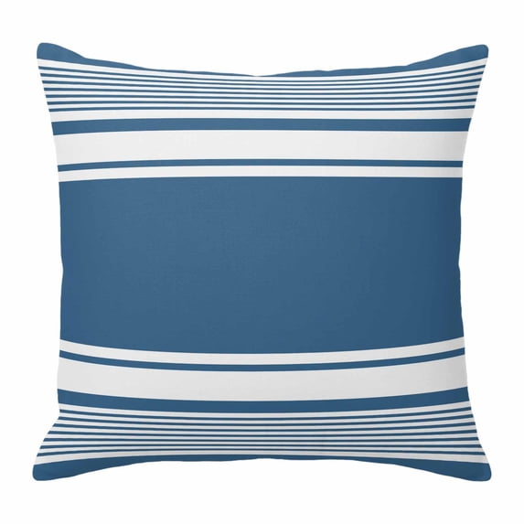 Throw Pillow Covers, Farmhouse Blue Striped Decorative Throw Pillow Covers 18x18 Inch, Modern Minimalist Stripes Square Linen Pillow Cases for Couch/Living Room/Sofa