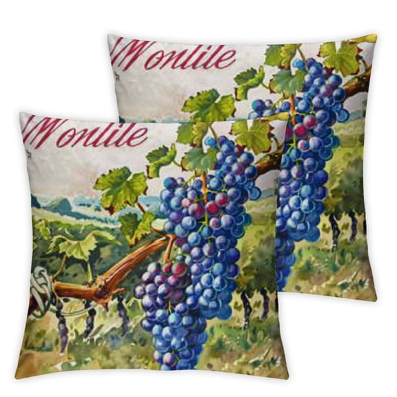 Throw Pillow Covers Farmhouse Decor Vineyard Pillow Case Inch Green Purple Grape Leaves Wine Time Quotes Couch Cushion Cover Lumbar Waist Pillow Cases for Sofa