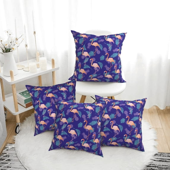 Throw Pillow Covers, Flamingo Palm Leaves_B Soft Square Pillow Cases with Invisible Zipper for Couch Bed Sofa, Farmhouse Fall Home Decor 20"x20"