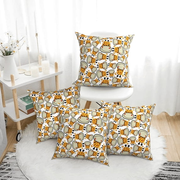 Throw Pillow Covers, Giraffes Head Soft Square Pillow Cases with Invisible Zipper for Couch Bed Sofa, Farmhouse Fall Home Decor 18"x18"