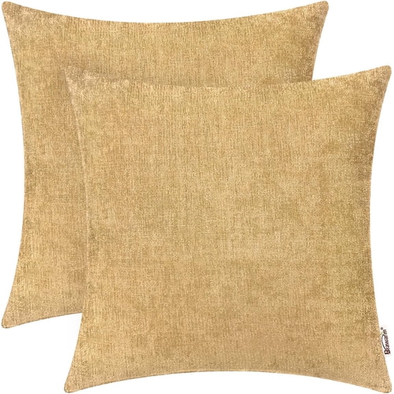 Throw Pillow Covers - Gold Pillow Covers Pack of 2, Dyed Soft Pillow Cases for Couch Sofa Bed Home Decoration