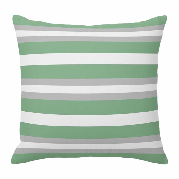 Throw Pillow Covers, Green Grey Stripe Decorative Throw Pillow Covers 18x18 Inch, Minimalist Farmhouse Striped Square Linen Pillow Cases for Couch/Living Room/Sofa
