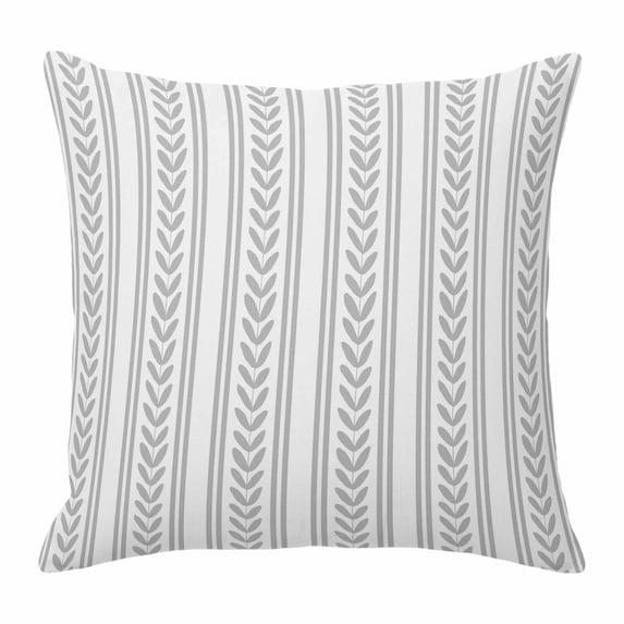 Throw Pillow Covers, Grey Botanical 16x16 Pillow Covers for Couch/Sofa/Bed, Modern Farmhouse Striped Decorative Square Linen Cushion Pillowcase for Home Decor