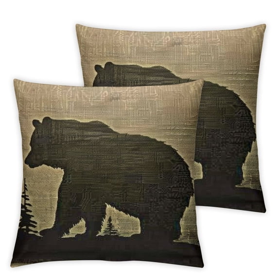 Throw Pillow Covers Grizzly Silhouette Style Cute Bear Cabin Decorative Square Pillowcases Cushion Cover