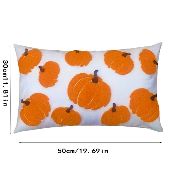 Throw Pillow Covers Halloween-Themed Pillowcase with Jade Pumpkin Embroidery, Holiday Thanksgiving Velvet Cushion Cover, Suitable for Sofa Beds. Halloween Pillow Covers