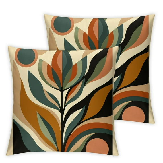 Throw Pillow Covers Home Decor Green Leaf Brown Century Mid Pillow Cases Decorative Outdoor Cushion Couch Sofa Pillowcases