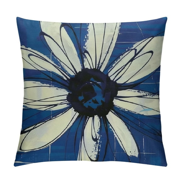 Throw Pillow Covers Home Decor Navy Blue Spring Flower Boho Vintage Pillow Cases Decorative Outdoor Cushion Couch Sofa Pillowcases